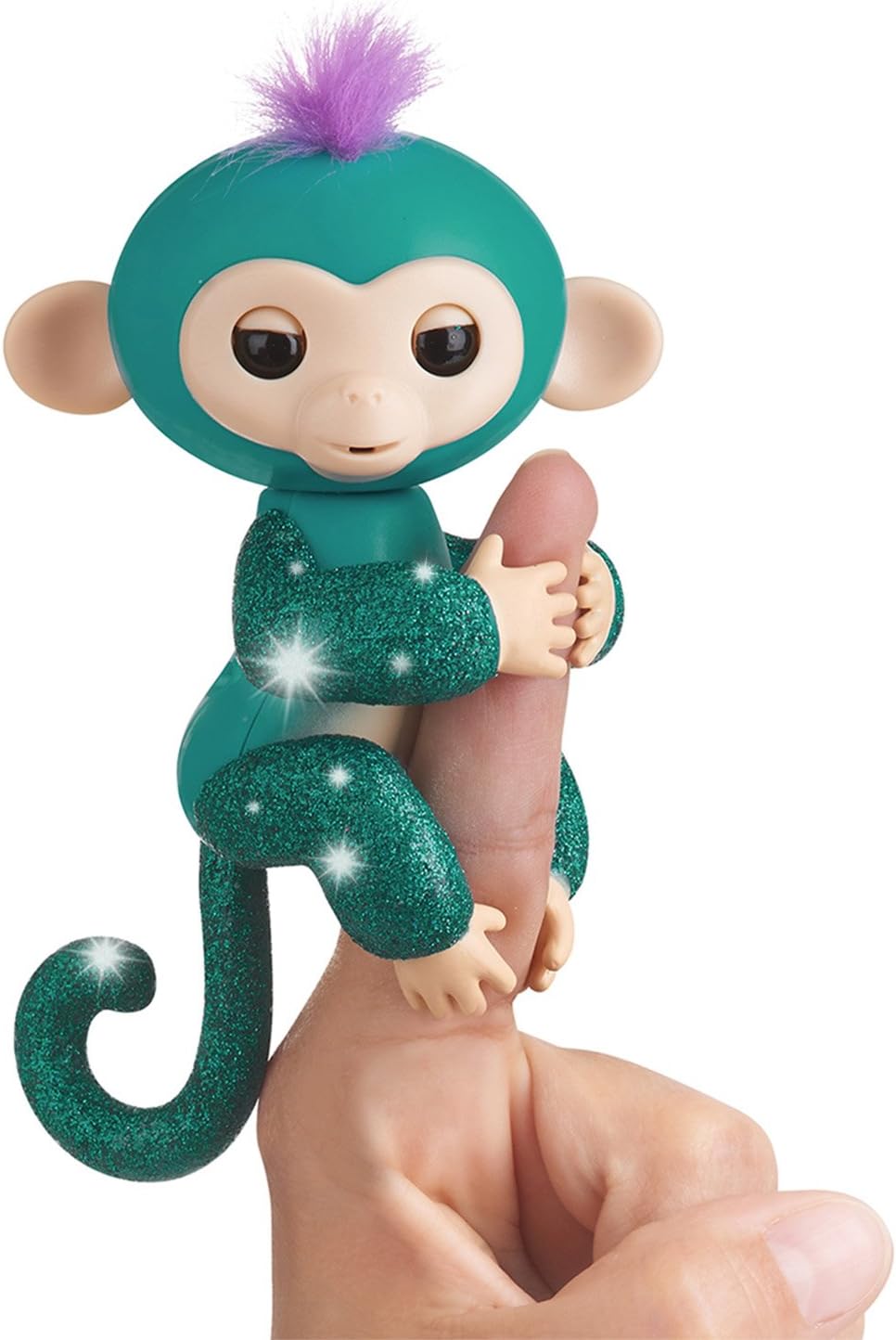 wowwee fingerlings 闪光猴子——quincy,蓝绿色闪光,互动式婴儿宠物